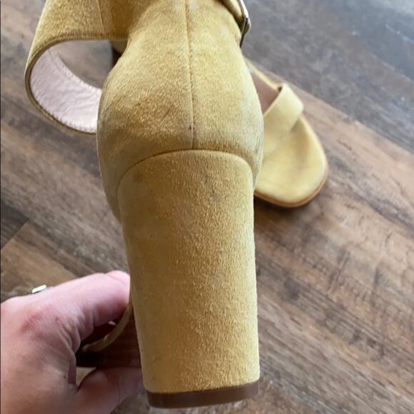 Linea Paolo Elodie Yellow Suede Wedge Sandals Size 6 - Picture 5 of 14